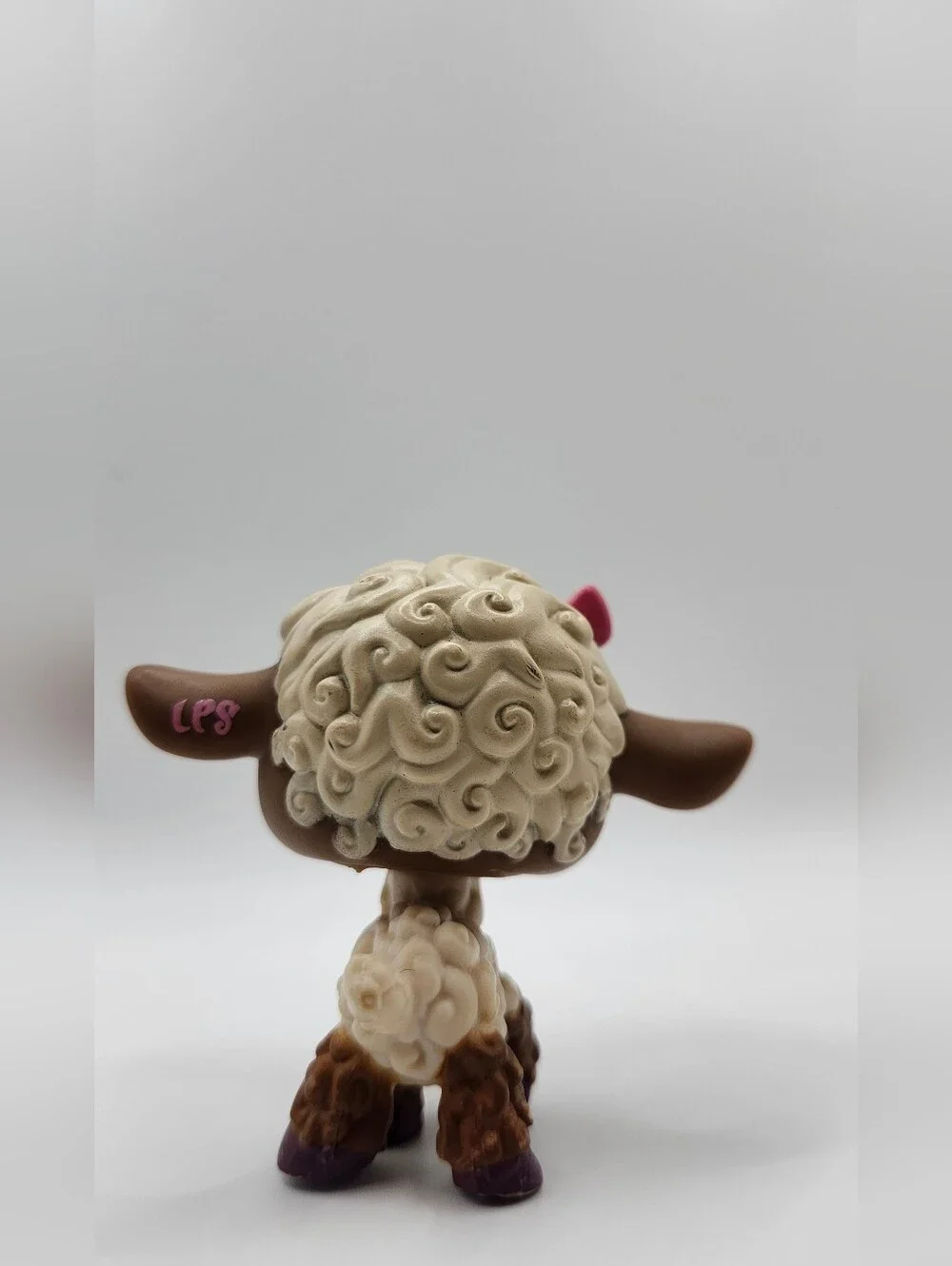 Authentic Hasbro Littlest Pet Shop LPS Brown Lamb #1697 with Pink Bow HTF - Picture 4 of 8
